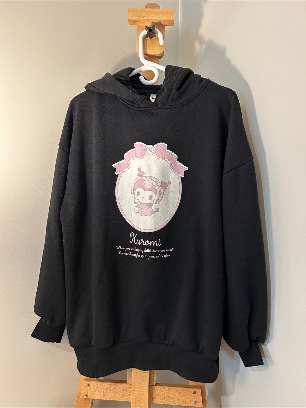 Sanrio | Kuromi Black Graphic Hoodie Sweater with Ears | OS